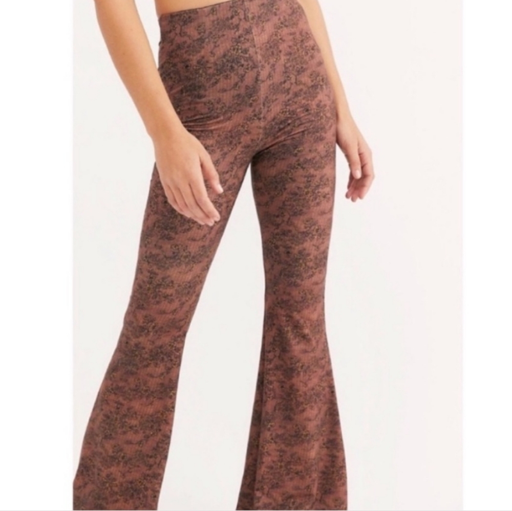 Free People Deep Maroon Boho Flare Pants sz Small